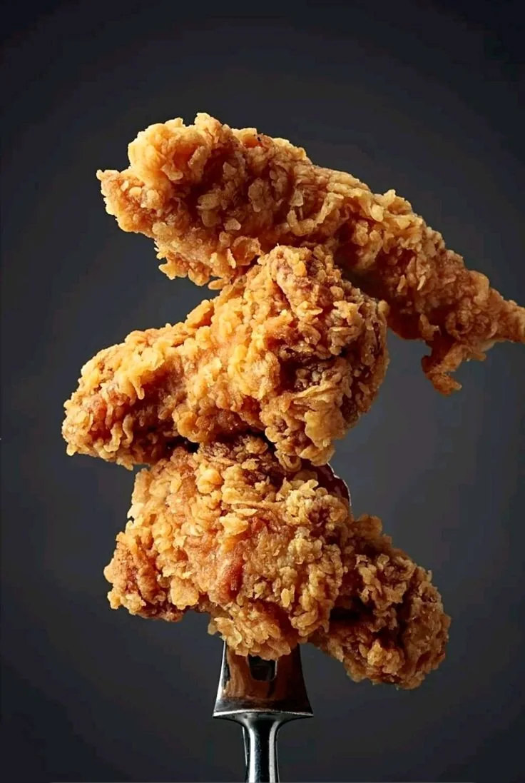 Golden pieces of fried chicken